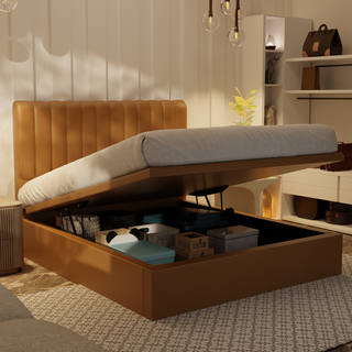 Delane Genuine Leather Storage Bed (Gas Lift)