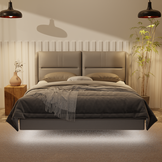 Linqe Genuine Leather Floating Bed Frame (With LED)