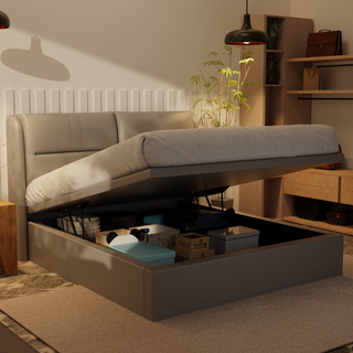 Linqe Genuine Leather Storage Bed (Gas Lift)