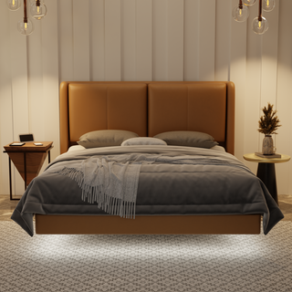 Grenne Genuine Leather Floating Bed Frame (With LED)