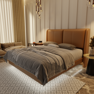 Grenne Genuine Leather Floating Bed Frame (With LED)