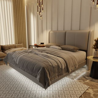 Grenne Genuine Leather Floating Bed Frame (With LED)