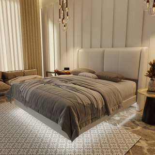 Grenne Genuine Leather Floating Bed Frame (With LED)