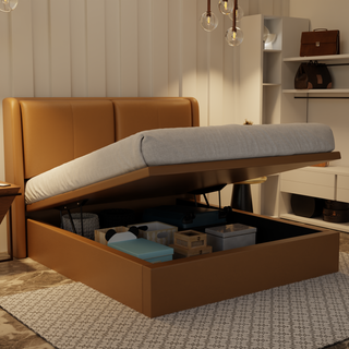 Grenne Genuine Leather Storage Bed (Gas Lift)