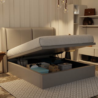 Grenne Genuine Leather Storage Bed (Gas Lift)