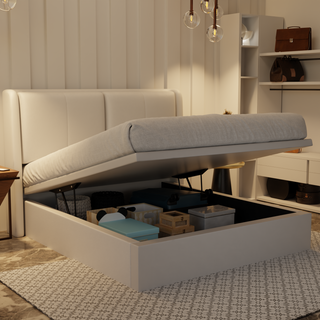 Grenne Genuine Leather Storage Bed (Gas Lift)