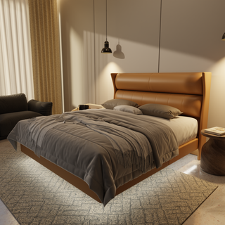 Kimble Genuine Leather Floating Bed Frame (With LED)
