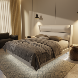 Kimble Genuine Leather Floating Bed Frame (With LED)