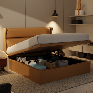 Kimble Genuine Leather Storage Bed (Gas Lift)