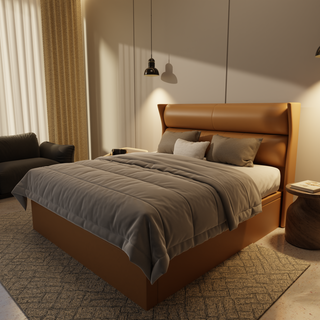 Kimble Genuine Leather Storage Bed (Gas Lift)