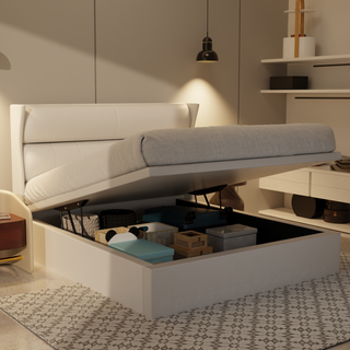 Kimble Genuine Leather Storage Bed (Gas Lift)