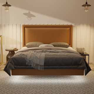 Jinny Genuine Leather Floating Bed Frame (With LED)