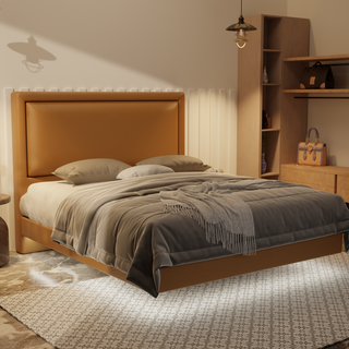 Jinny Genuine Leather Floating Bed Frame (With LED)
