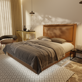 Jinny Genuine Leather Floating Bed Frame (With LED)