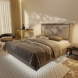 Jinny Genuine Leather Floating Bed Frame (With LED)