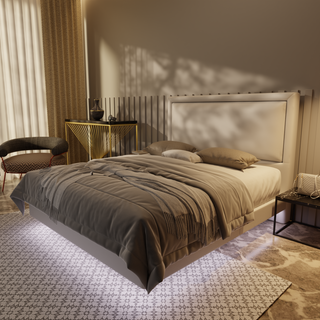 Jinny Genuine Leather Floating Bed Frame (With LED)