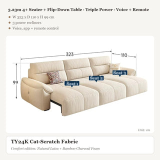 3.23m 4+ Seater + Flip-Down Table · Triple Power · Voice + Remote