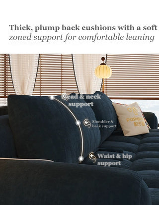 Back cushions support head, shoulders and lower back