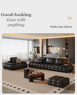 Sofa with chaise and footstool