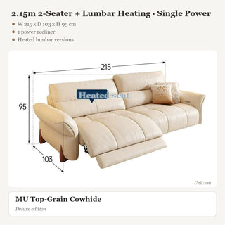 2.15m 2-Seater + Lumbar Heating · Single Power