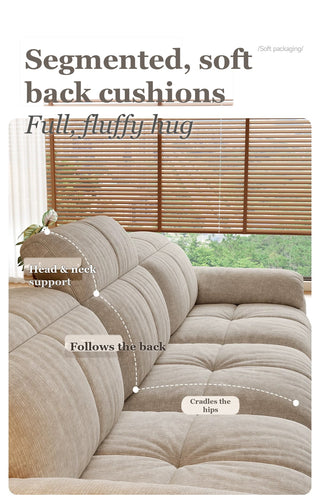Segmented, soft back cushions
