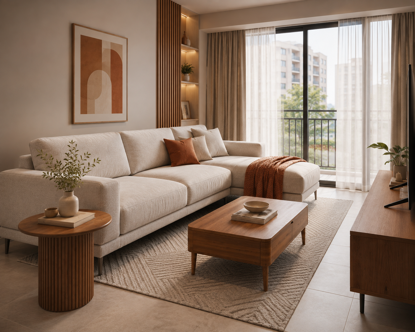 Premium living room furniture display inside the MegaFurniture Prestige showroom