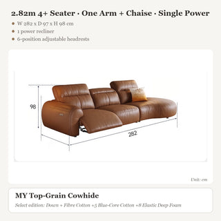 2.82m 4+ Seater · One Arm + Chaise · Single Power
