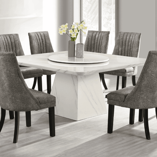 Tatum Marble Dining Table + Korrine Fabric Dining Chair (1+8)