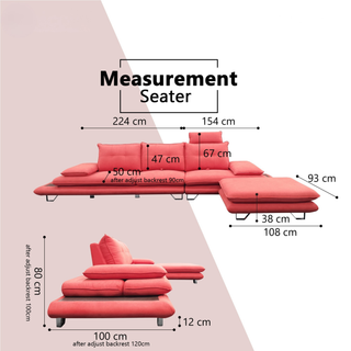 Rovanor Fabric Adjustable Backrest & Armrest Sofa by Esteller (Pet Friendly & Easy Clean)
