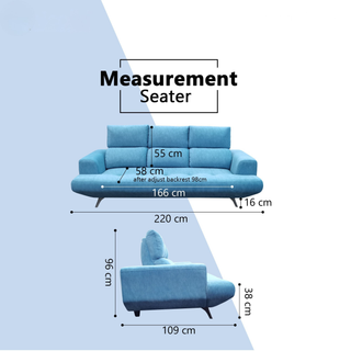 Nyros Fabric Adjustable Backrest Sofa by Esteller (Pet Friendly & Easy Clean)