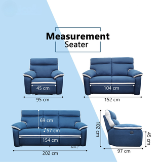 Novar Fabric Recliner Sofa by Esteller (Pet Friendly & Easy Clean)