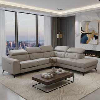 Yuzuru Genuine Leather Recliner Sectional Sofa