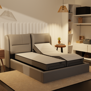 Somnuz® Restro Adjustable Genuine Leather Bed + Somnuz® Aire Mattress