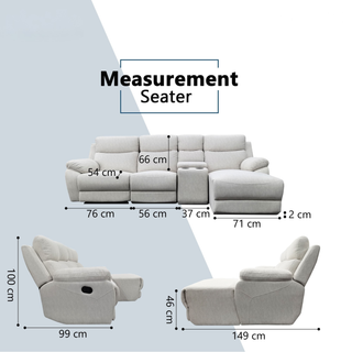 Yanor Fabric Recliner L-Shaped Sofa by Esteller (Pet Friendly & Easy Clean)
