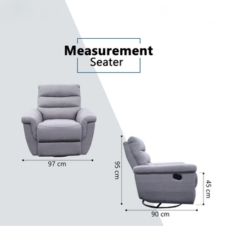 Fynric Fabric Recliner Sofa by Esteller (Pet Friendly & Easy Clean)