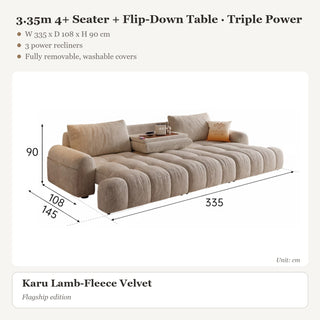 3.35m 4+ Seater + Flip-Down Table · Triple Power
