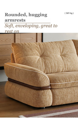 Rounded, hugging armrests