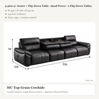 3.36m 4+ Seater + Flip-Down Table · Quad Power · 2 Flip-Down Tables