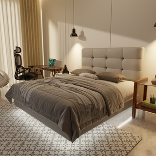 Rachelle Genuine Leather Floating Bed Frame (With LED)