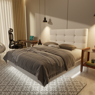 Rachelle Genuine Leather Floating Bed Frame (With LED)