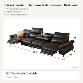 3.52m 4+ Seater + Flip-Down Table + Massage · Dual Power