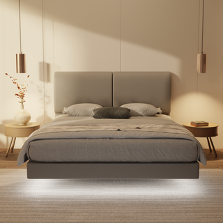 Gretelle Genuine Leather Floating Bed Frame (With LED)
