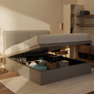 Gretelle Genuine Leather Storage Bed (Gas Lift)