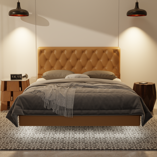 Wimble Genuine Leather Floating Bed Frame (With LED)