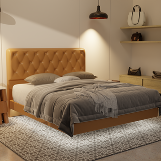 Wimble Genuine Leather Floating Bed Frame (With LED)