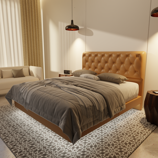 Wimble Genuine Leather Floating Bed Frame (With LED)