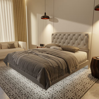 Wimble Genuine Leather Floating Bed Frame (With LED)