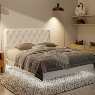 Wimble Genuine Leather Floating Bed Frame (With LED)