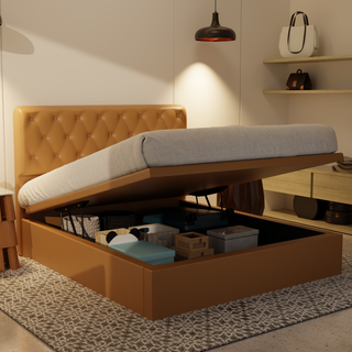 Wimble Genuine Leather Storage Bed (Gas Lift)