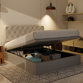 Wimble Genuine Leather Storage Bed (Gas Lift)